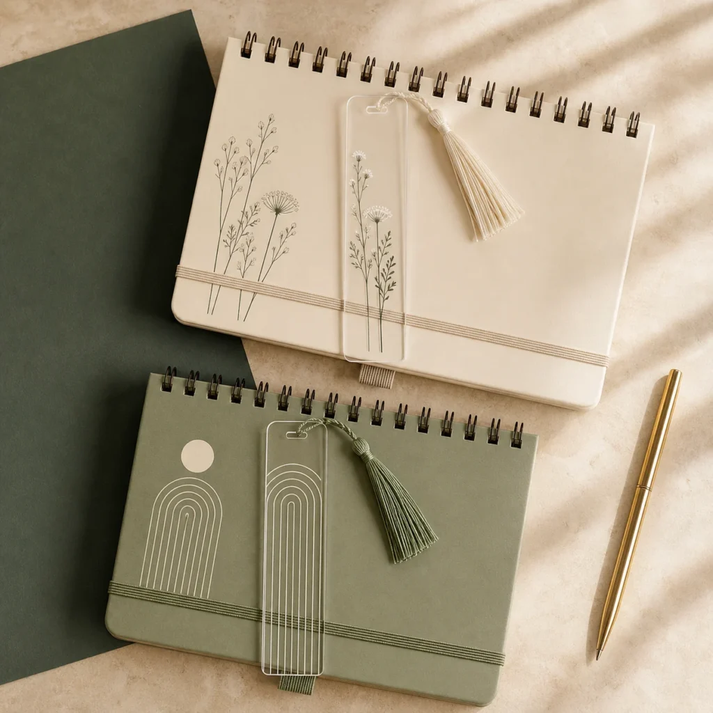 Papelaria personalizada com agendas e marcadores